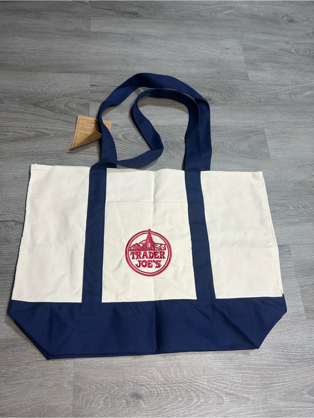 Trader Joe’s Canvas Tote Shopping Bag - LARGE CLASSIC NAVY BLUE - NEW with TAGS - Picture 6 of 8